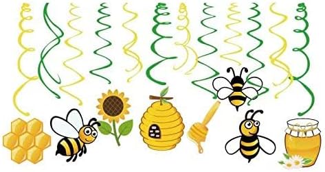 30Ct Bee Party Hanging Swirl Decorations for Garden Party, Fairy Party, Kids, Boys, Girls, Home, Classroom, Baby Shower