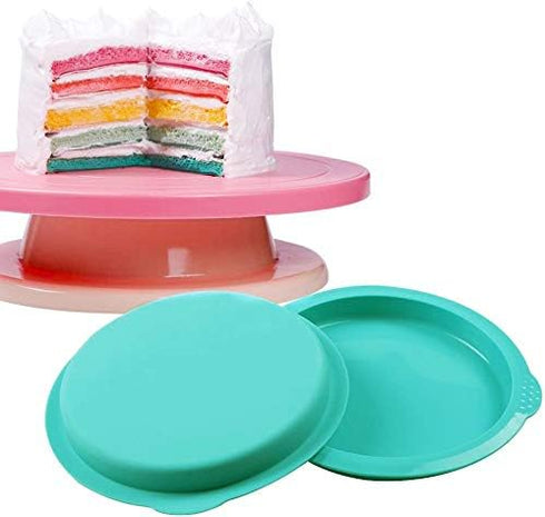 Webake Rainbow Cake Pans, 6 Inch Round Silicone Baking Pans, Set of 6, Great for Jumbo Whoopie Pie, Vegetable Pancakes, Taco Shells, Pizza Crust, Omelet, Frittata, Resin Craft by Webake
