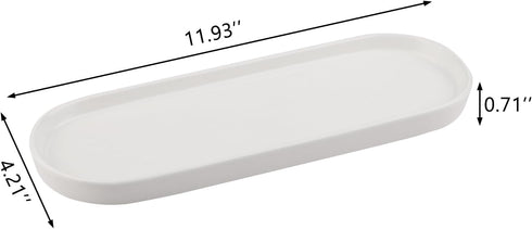 VanEnjoy White Vanity Tray for Bathroom Counter, Long Narrow Tray Ceramic Tray for Kitchen Counter for Soap Bottles by VanEnjoy