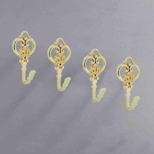 Crown Curtain Wall Hook for Household Clothes Hanging, Window Drapery Medallion Holdbacks, Gold