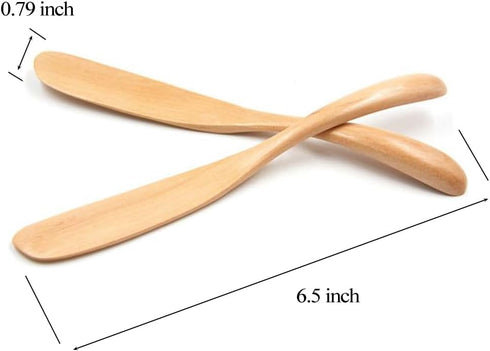 Wood Butter Knife Cheese Spreader, Set of 6, 6.5" Restaurant Grade