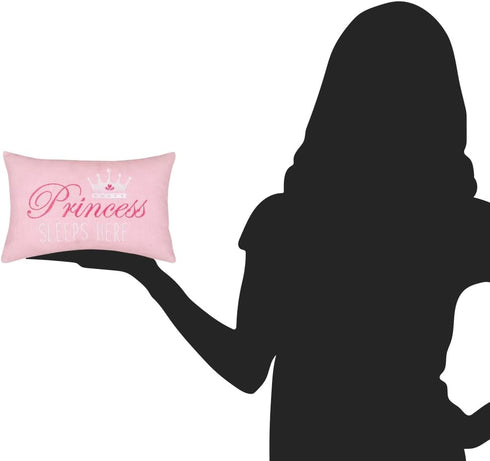 C&F Home Pink Princess Sleeps Here Extra Small Accent Pillow - 6" x 9", Soft Embroidered Novelty Mini Throw Pillow