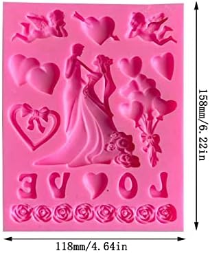 Bride and Groom Tuxedo Wedding Dress Set Silicone Molds for DIY Wedding Party Cake Fondant Biscuit Cookies Soap Sugar Pudding Chocolate Hard Candies Dessert Candle Decor