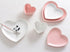 Ceramic Heart-Shaped Pudding Bowl, Baked Soufflé Bowl, Dessert Oven Bowl, Creme Brulee Ramekin (Pink/White)