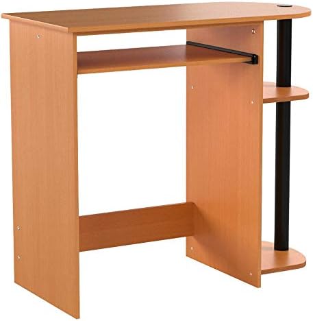 Furinno Simplistic Easy Assembly Computer Desk with Keyboard Tray, Light Cherry/Black