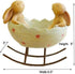 Vintage Rustic Country Bunnies Rabbit Figurine Statue, Laughing Bunny Rabbits Rocking in an Easter Egg Cradle
