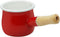 Enamel Milk Pot, Small 4 Inch 17 Oz Saucepan with Wooden Handle, Perfect for Heating Smaller Liquid Portions