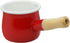 Enamel Milk Pot, Small 4 Inch 17 Oz Saucepan with Wooden Handle, Perfect for Heating Smaller Liquid Portions