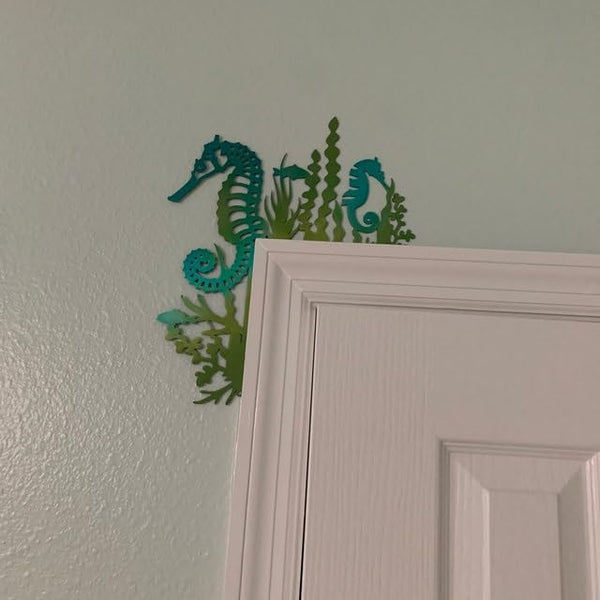 Sanmtang Sea Turtle Door Frame Decoration Metal Turtle Door Sitter Wall Art Decor Corner Sign with Double Sided