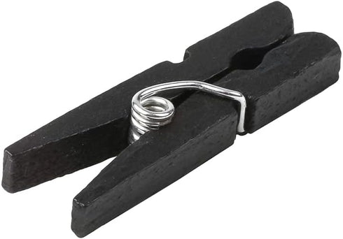 Restaurantware 1.2 Inch Black Clothespins, 50 Mini Disposable Sturdy Bamboo Wooden Clips for Appetizers