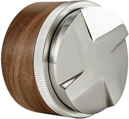 58.35MM Espresso Coffee Distributor, Adjustable Height Espresso Leveler with Walnut Lid for 58MM Portafilters