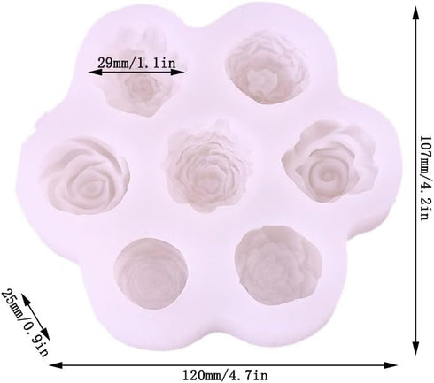 7-chamber rose/flower shape silicone Molds for DIY Cake Fondant Biscuit Cookies Sugar Pudding Chocolate Hard Candies Dessert Sugar Cupcake Decor