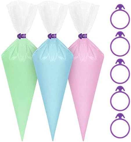 60 Pcs Reusable Pastry Bag Ties, Silicone Decoration Clips for Cake Piping, 15 Each Light Purple, Blue, Pink, Green