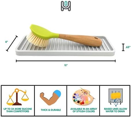 Happitasa Silicone Kitchen Sink Organizer Tray, Sponge Holder and Countertop Protector, White, 12"x4"