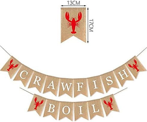 SWYOUN Summer Burlap Crawfish Boil Banner Party Supplies Lobster Theme Birthday Party Mantle Fireplace Decoration