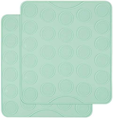 Webake Macaron Silicone Mat Set of 2 - 54-Cavity Baking Mat for Macaroon, Cookie, Pastry Making (Green)