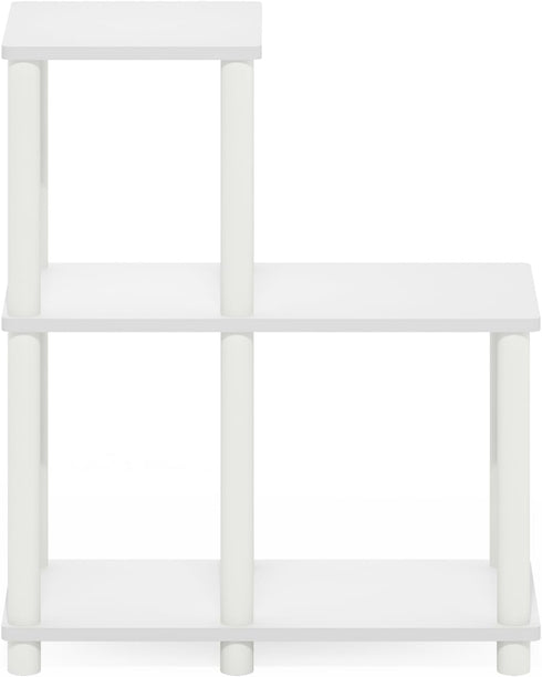 2-Tier 5-Cube Furinno Turn-N-Tube Storage Shelves, Ladder Shape Book Shelf with Open Frame Design, Corner Shelf