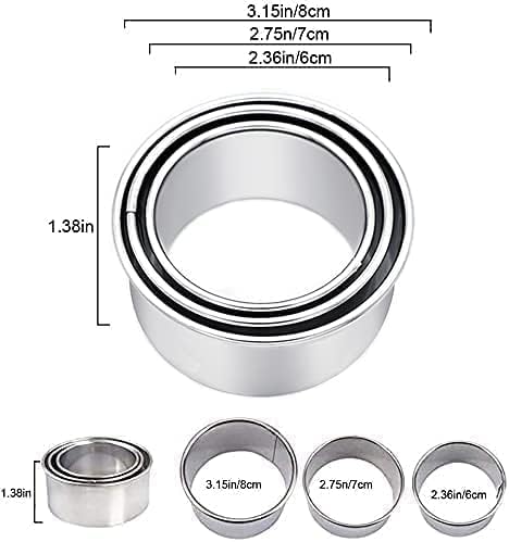 Biscuit Cutters, 3 Pcs Round Cookie Cutters, Stainless Steel Dumpling Cutters, Cake Pastry Molds for Baking