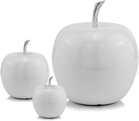 Modern Day Accents 3862 Manzano SM Polished Apple - Fruit Decor, Teacher Gifts, Office Desk Decor, Silver Apple