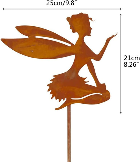 Zerodis Decorative Garden Stakes, Metal Art Fairy Silhouette Garden Stakes for Outdoor Decoration (C)
