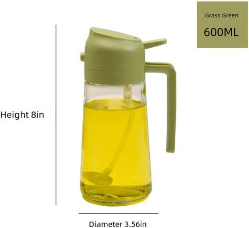 Premium 2-in-1 Oil Sprayer & Dispenser Bottle for Kitchen, 600ml Glass Olive Oil Mister (Green)