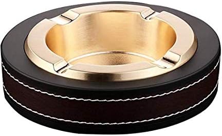 Leather Stainless Steel Cigarette Ashtray Modern Tabletop Ashtrays for Indoor Smoking, Gift for Smokers