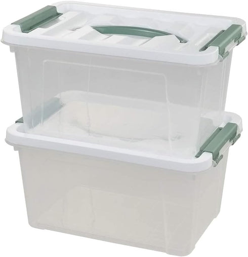 Pekky 6 Quart Storage Container Box with Handle, Latching Fresh Design, Small Toy Organizer Bin, 2-Packs
