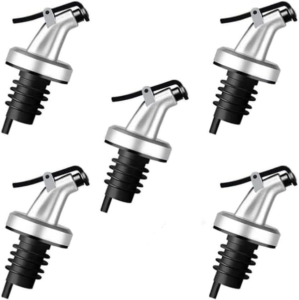 HORNO 5 Pack Oil Spouts, Olive Oil Vinegar Bottle Stopper Dispenser, Leakproof Bottle