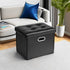 17x13x13in COSYLAND Ottoman with Storage Folding Leather Ottoman Footrest Foot Stool Black Ottoman for Room Small