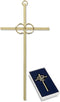 Interlocking Wedding Rings, 8 Inch Brass Cross in Gift Box