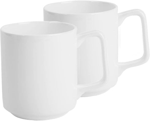 Fine Bone Ceramic Coffee Mugs Set of 2, 15oz Handles for Hot Beverages, Perfect for Home Coffee Lovers