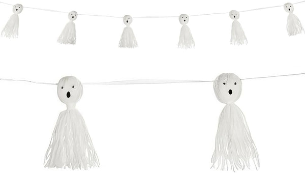 Yarn Ghosts with Googly Eyes Tassel Garland, 5" x 10.5" Halloween Decor for Parties & Homes (1 Count)