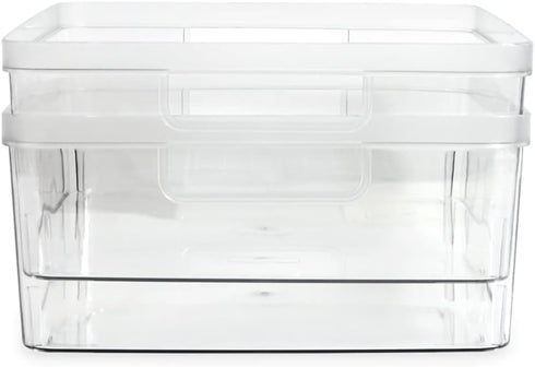 Isaac Jacobs 2-Pack Large Clear Storage Bins, Plastic Organizer for Home, Office, Kitchen, Bathroom, BPA Free