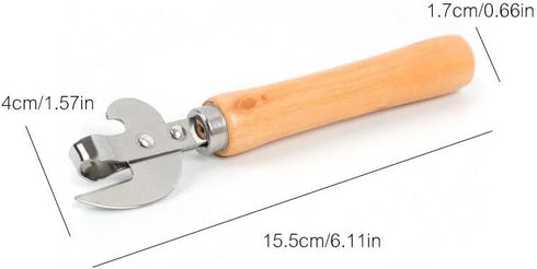 Stainless Steel Kitchen Utensil Multifunctional Lid Remov-e Side Cut Manual Can Opener with Wood Handle by FANTIA