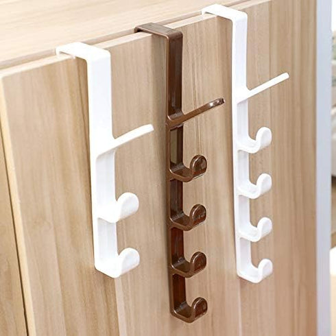5 Layers Over The Door Hook Organizer Rack Hanger, Pack of 2 (Black) for Backpack Handbag