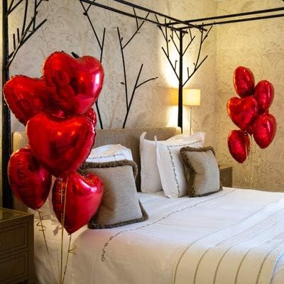 Finypa 25pcs Red Heart Shape Foil Mylar Balloons 18" for Valentine's Day, Birthday Party, Wedding Decor, Engagement
