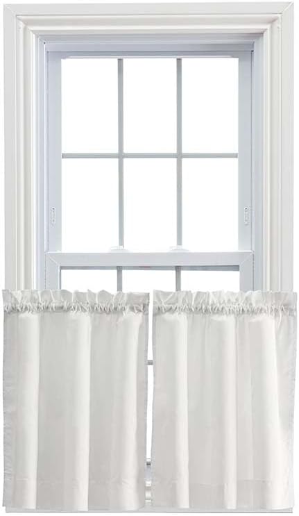 Ellis Curtain Stacey Sheer Tailored Tier Pair Curtains - 56x30 Inch - Ice Cream