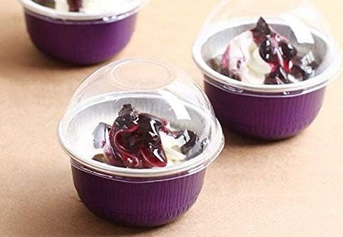 KEISEN 3 2/5 Inch 150ml Disposable Aluminum Foil Cups - 100/PK for Muffin Cupcake Baking (LIDS3)