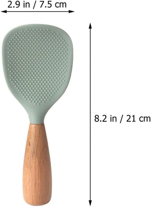MAGICLULU Silicone Rice Spoon, Kitchen Utensils, Wooden Rice Paddle, Reusable Rice Serving Spoon