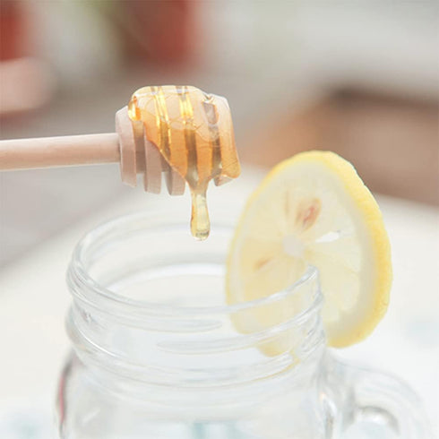 FOCCTS 100pcs 3 inch Honey Dipper Sticks, Wooden Honey Dipper Honey Stirrers Honey Spoon with Natural Jute Twine Kraft