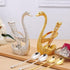 6pcs Coffee Spoon Set, Stainless Steel Mini Dessert Teaspoons with Swan Base Holder, Gold