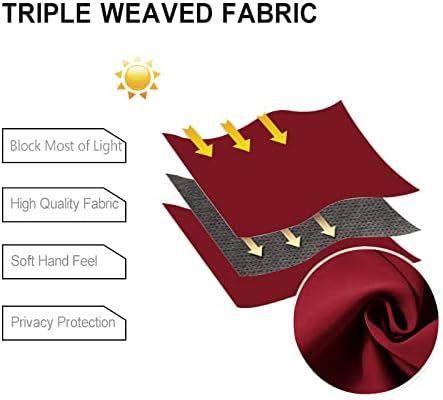 DWCN Blackout Short Curtains with Tiebacks, Thermal Insulated Grommet Window Curtains for Living Room, 38 x 45 inch, Red