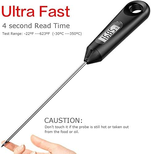 2 in 1 Stainless Steel Whisk and Instant Thermometer Probe - 12 inch for Cooking, Candy, Yogurt, and Cake