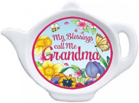 My Blessings Call Me Grandma Teapot Magnet - Flower Design
