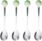 Stainless Steel Coffee Spoon, Teaspoon, Sugar Spoon, Korean Dessert Spoon with Ceramic Ball, 4 Pieces 5.5 Inches Green