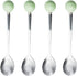 Stainless Steel Coffee Spoon, Teaspoon, Sugar Spoon, Korean Dessert Spoon with Ceramic Ball, 4 Pieces 5.5 Inches Green
