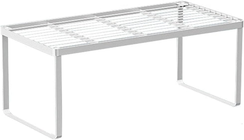 Kitchen Cabinet Storage Shelf, Stackable Wire Spice Rack Organizer for Bathroom, Bedroom, Closet, Laundry Room (White)