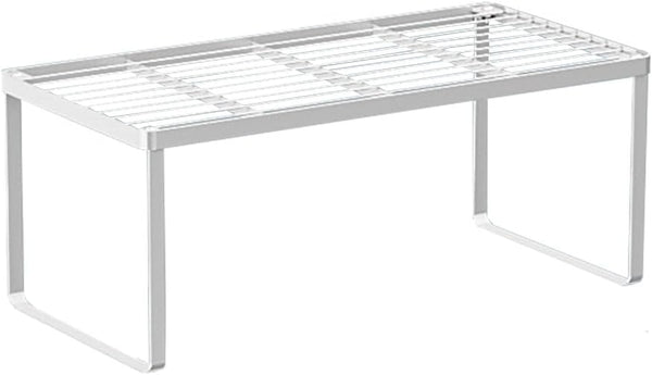 Kitchen Cabinet Storage Shelf, Stackable Wire Spice Rack Organizer for Bathroom, Bedroom, Closet, Laundry Room (White)