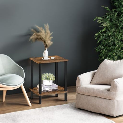 2-Tier TB01BB034 TUTOTAK End Table, Side Table, Nightstand, Storage Shelf, Sofa Side Table for Small Space, Living