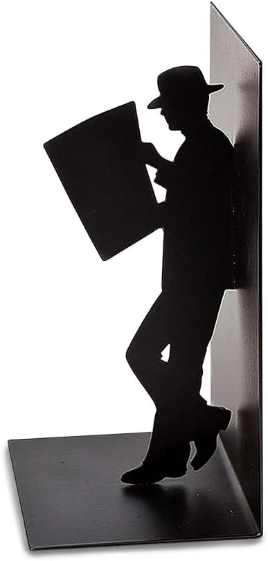 'The Reader' Bookend - Decorative Metal Book Holder for Shelves, Modern Black Design for Home Office Décor